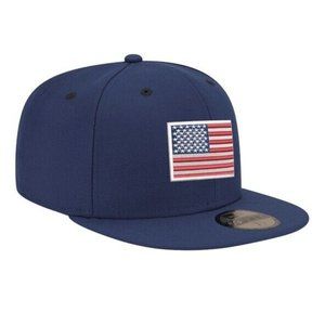 New Era 59Fifty USA Flag Fitted Hat Navy Blue Dark Blue Adult Size 7